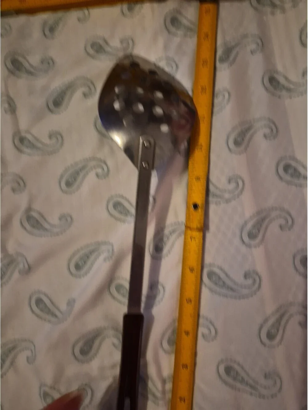 STANHOME Stainless large slotted serving spoon. Vintage 14” Teardrop